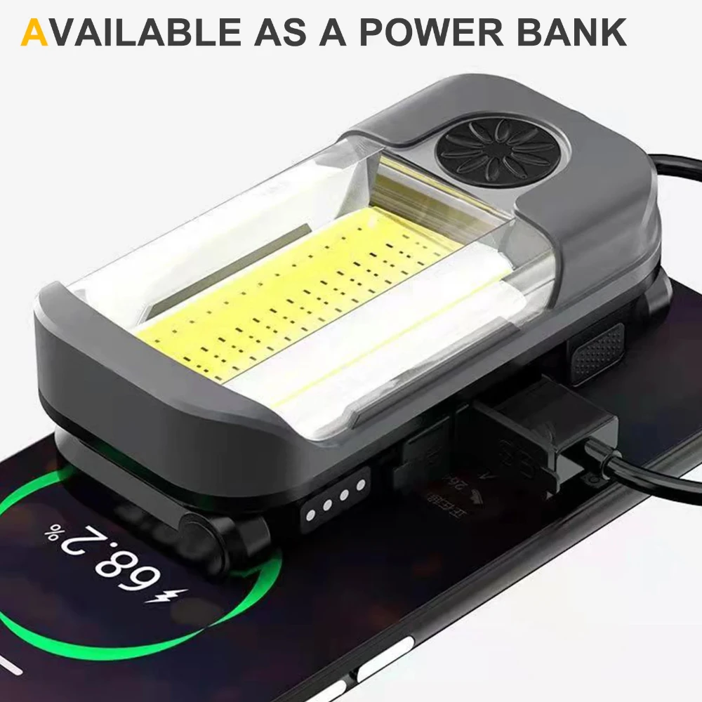 Multifunction Work Light COB with Magnetic Lighting Rechargeable Flashlight Power Bank Floodlight Auto Repair Lamp for Camping