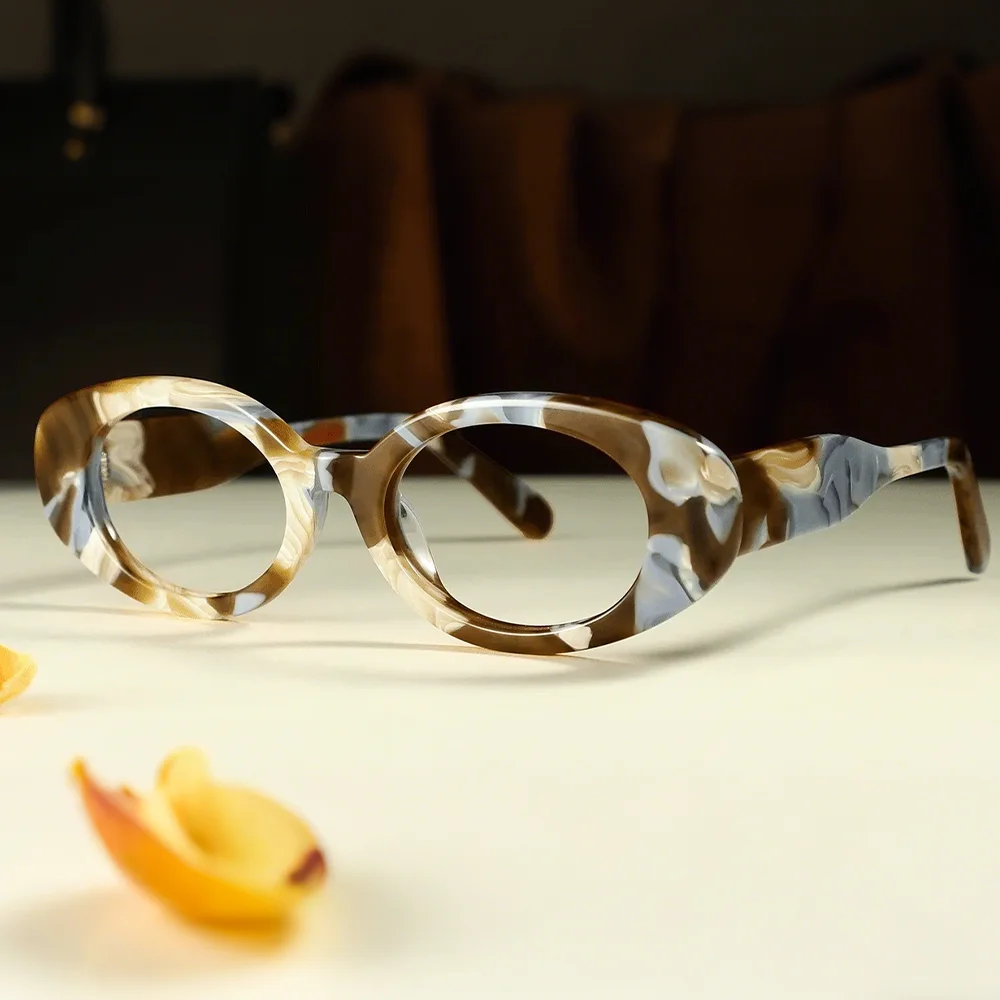 

FYTOO Women's Fashion Acetate Oval Eyeglasses Frames Multi-Color Retro Eyewear for Daily Casual 8836DS