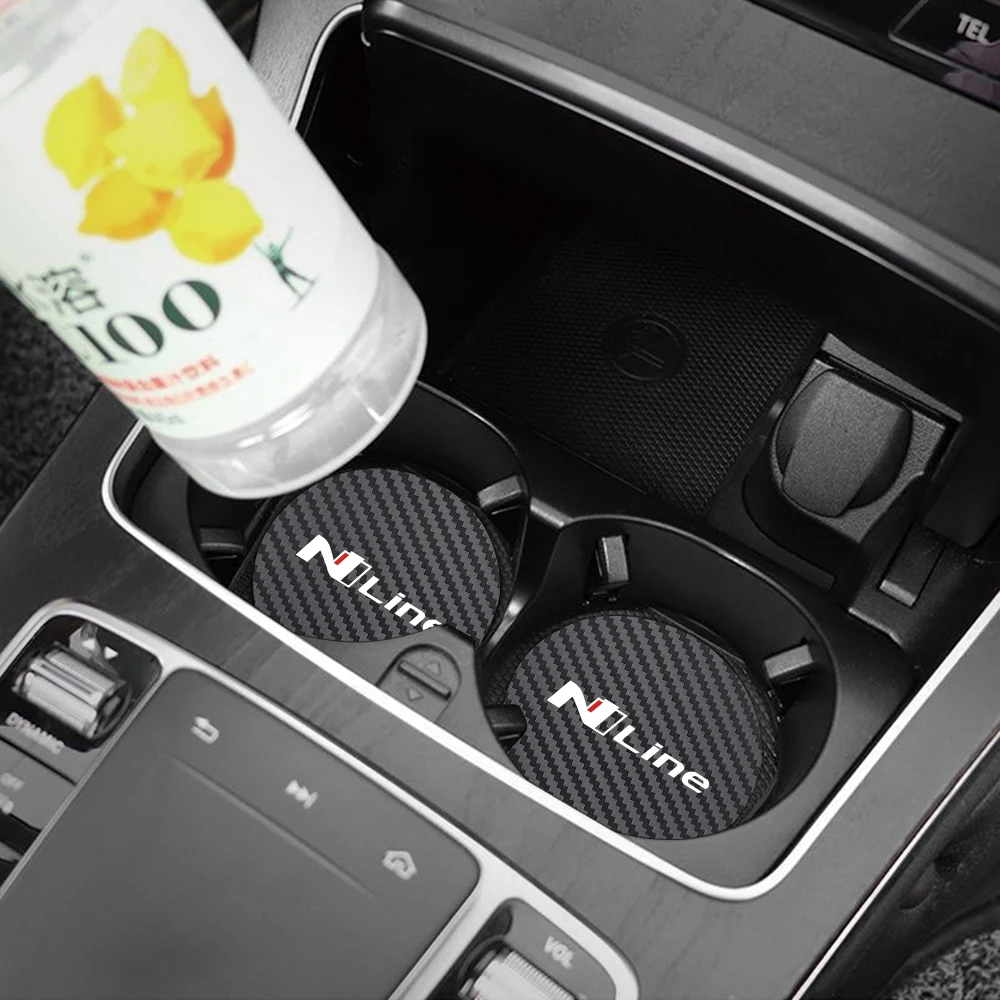For Hyundai Veloster n Kona i20n i30 nline Tucson Sonata Car Coaster Water Cup Slot Non-Slip Mat Silica Gel Pad Cup Holder Mat