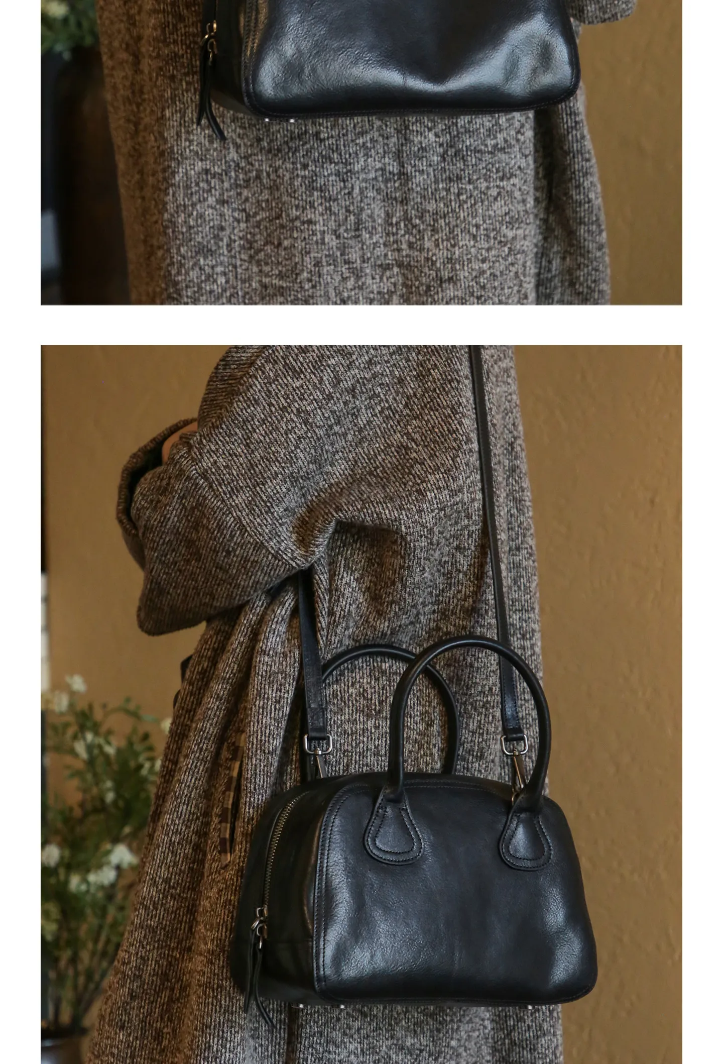 PNDME Vintage handgefertigte, pflanzlich gegerbte Rindsleder-Damenhandtasche, modische Designer-Luxus-Umhängetasche aus echtem Leder. – Detail 15