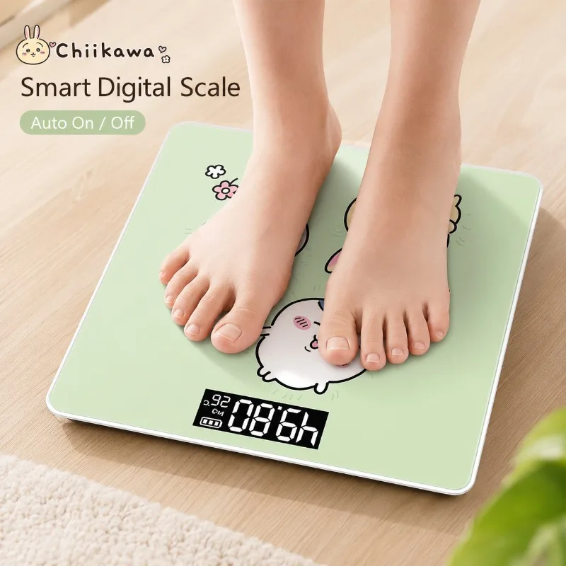 

Cute Chiikawas Body Fat Scale Smart Digital Scale USB Rechargeable High Precision HD LCD Display Tempered Glass Bathroom Fitness