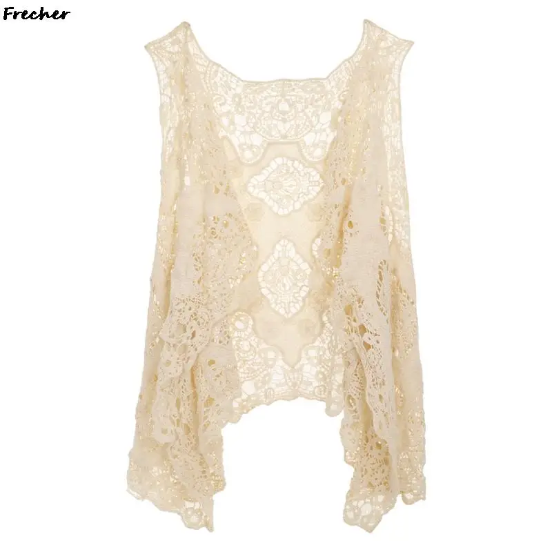 Summer Women Lace Cardigan Gothic Shirt Coat Mesh Shawl Sun Protection Clothing Jacket Boho Tops Beach Party Sunscreen Outwear