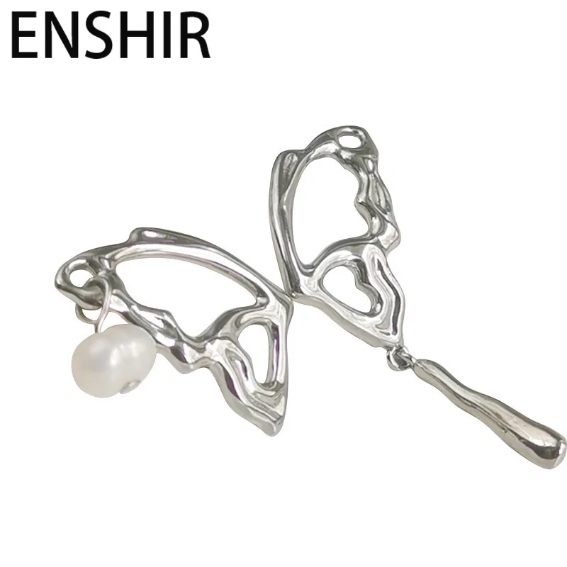 ENSHIR Hollow Out Asymmetrical Butterfly Earrings For Women Cool Wind Elegant Liquid Hollow Out Wing Jewelry Gifts Wholesale