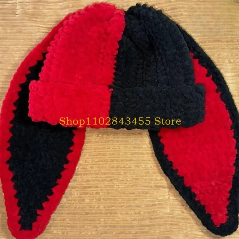 

49MC Rabbit Hat Long Ears Photo Props New Year Thick Winter Hat Adults Kids Knitted Rabbit Ears Y2K Beanie