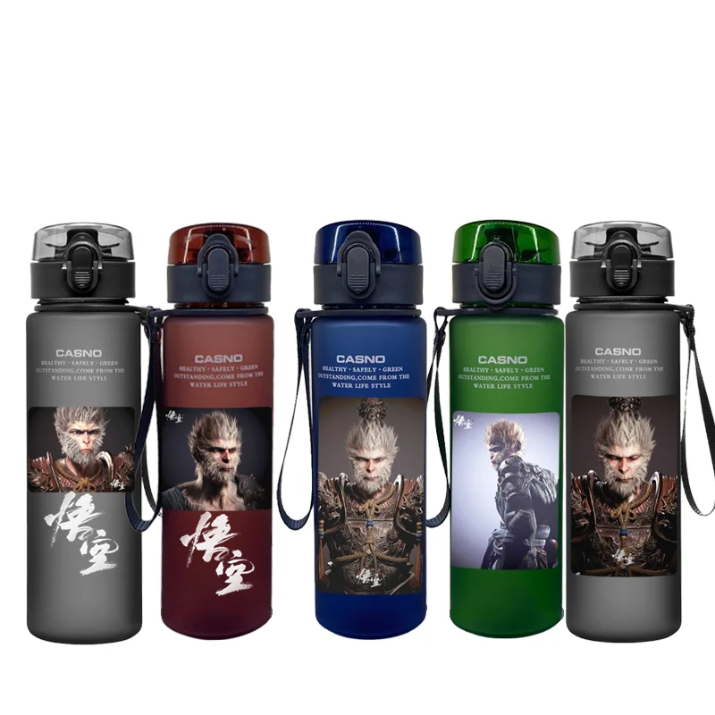 Schwarzer Mythos Wukong 560ml Anime Wasser becher Kinder tragbare Kunststoff Wasser becher Erwachsenen Outdoor Sport mehrfarbige Wasser flasche Geschenk