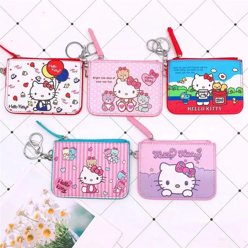 

New Kawaii Cute Hellokitty Card Holder Zero Wallet Pu Bus Card Package Anime Cartoon Ins Gifts Girlfriend Gifts For Girls