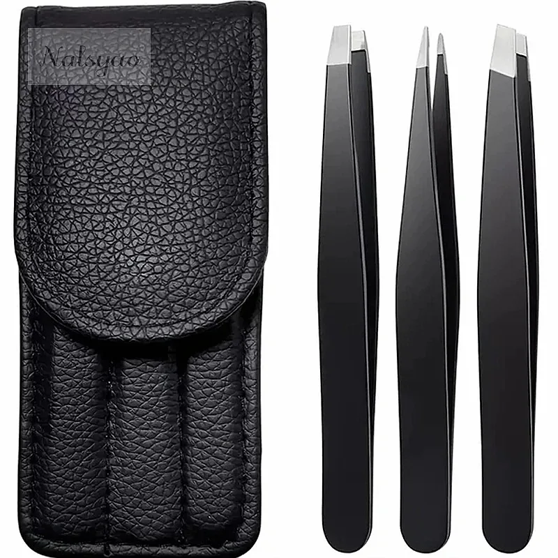 3pcs Premium Stainless Steel Eyebrow Tweezers Set Precision Sharp Flat Oblique Pointed Beauty for Perfect Grooming