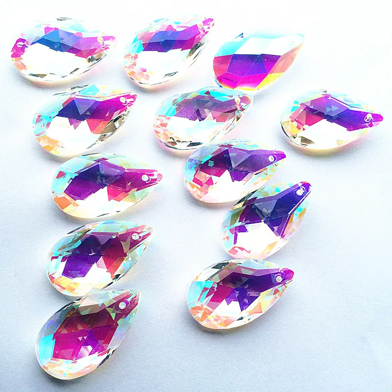 Hot Selling 20pcs AB Crystal Faceted Rainbow Pendants Prisms Glass Suncatcher Parts (Free Rings) 38mm Wedding Party Decoration