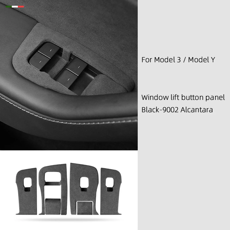 For Tesla Model 3 Model Y 2018-2023 Super Suede Window Glass Lift Frame Car Armrest Box Lid Water Cup Panel Interior Accessories view 5