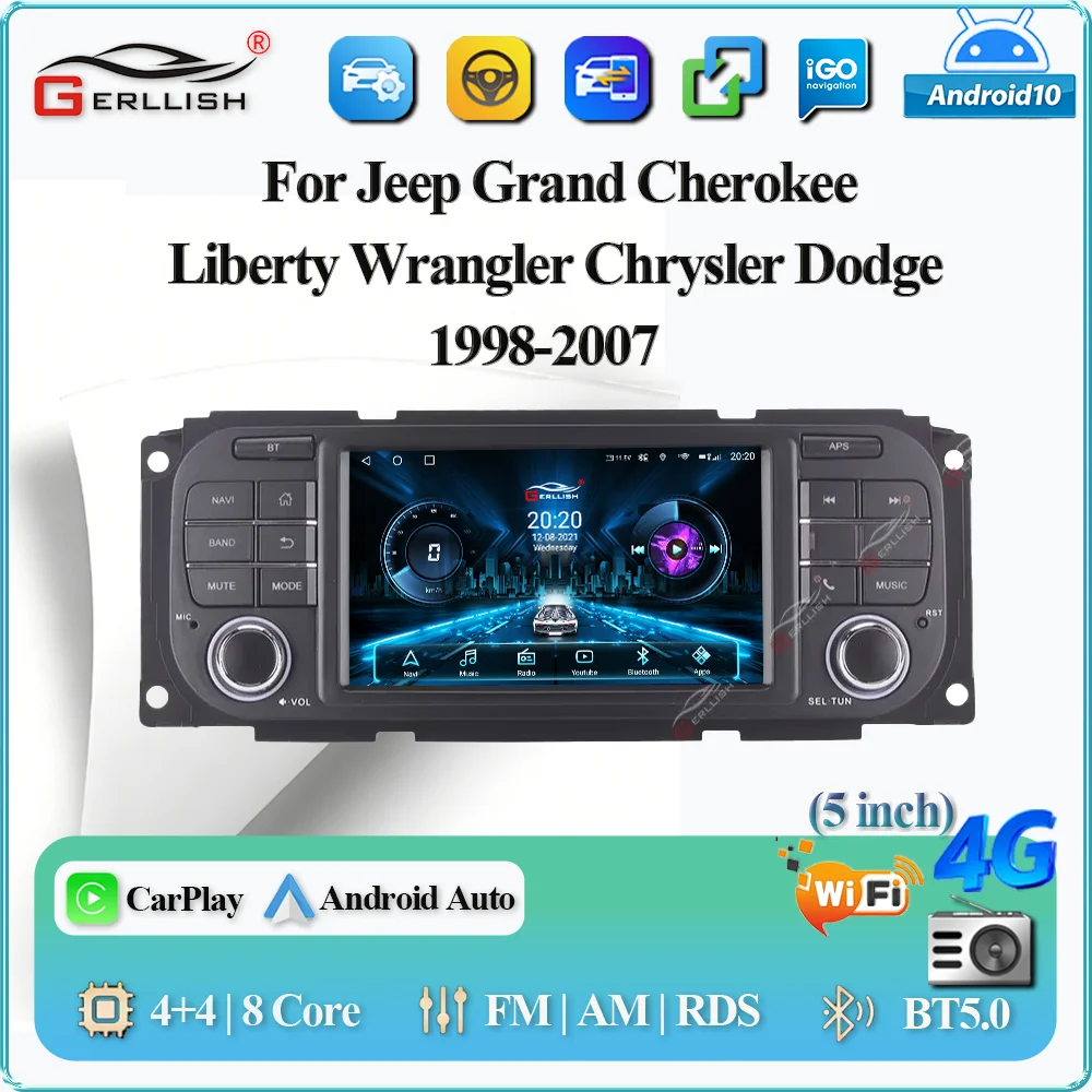 

Для Jeep Grand Cherokee Liberty Wrangler Chrysler Dodge 1998-2007 Android Carplay автомобильный радиоприемник мультимедийный плеер навигация авто