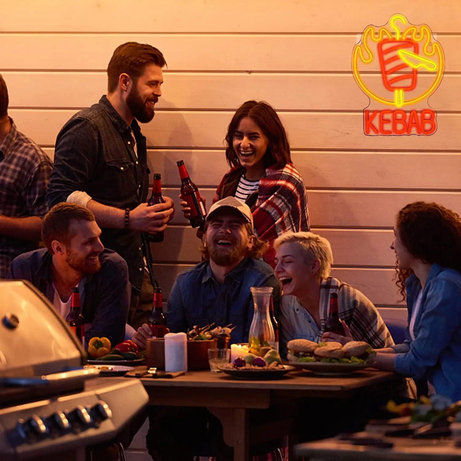 Kebab Neon Sign LED Neon Light Sign USB Powered for Game Room Man Cave Club Bar Shop Wall Birthday Halloween Party Decor Gifts