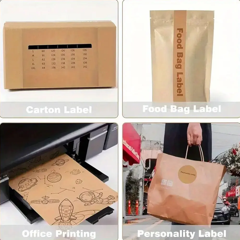 50 sheets kraft surface stickers & A4 self-adhesive label paper, kraft paper self-adhesive paper, printable brown labels