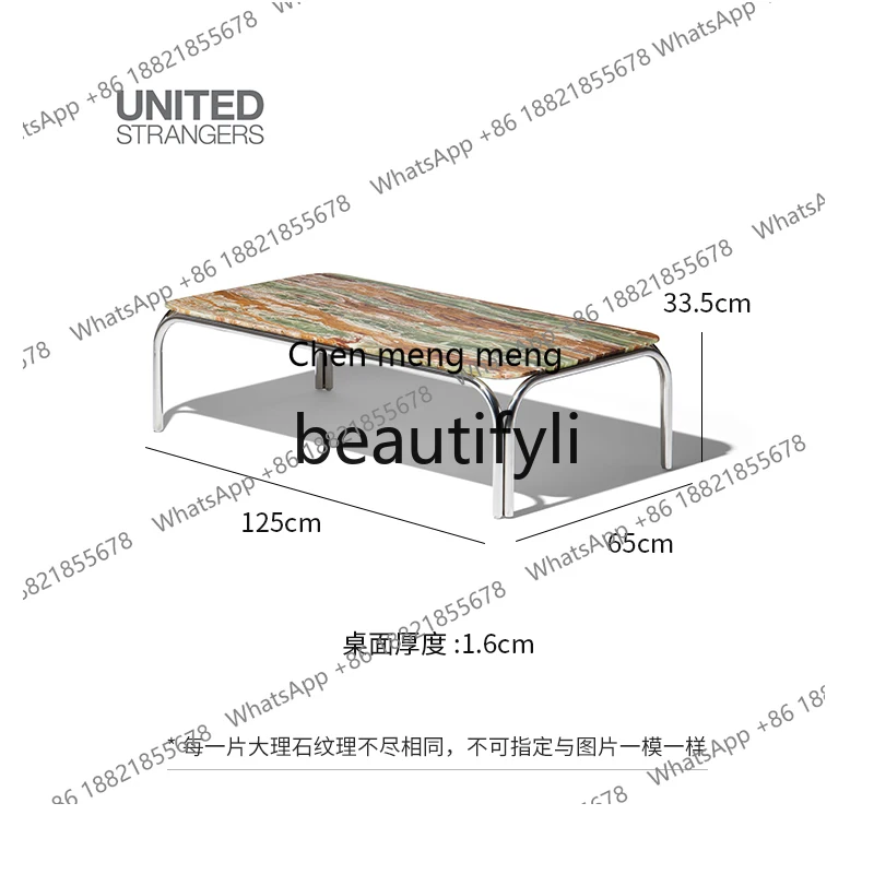 طاولة القهوة/الياقوت الطبيعي القديم الرخام الفولاذ المقاوم للصدأ طاولة القهوة الرجعية H #6