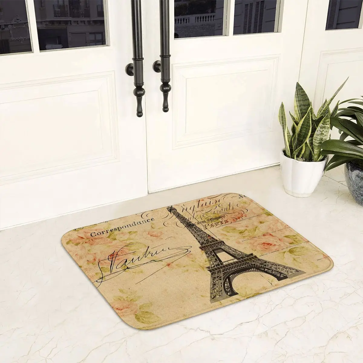 

Cottagecore весенний сад цветочный Париж Эйфелева башня противоскользящий коврик для двери напольный ковер для кухни вход коврики для ног