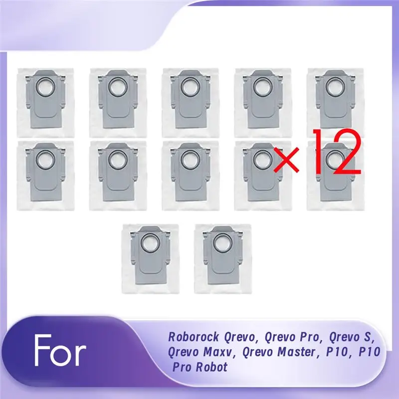 A98E-12PCS For Roborock Qrevo, Qrevo Pro, Qrevo S, Qrevo Maxv, Qrevo Master, P10, P10 Pro Robot Vacuum Parts Dust Bag