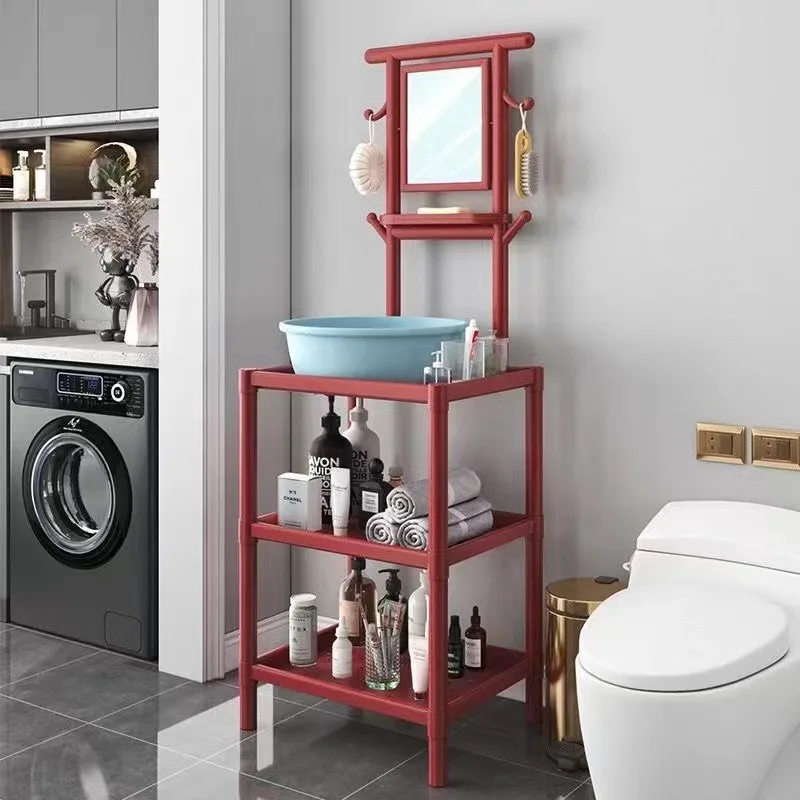 

Bold and thickened washbasin shelf Rural bathroom Household washbasin rack Anti-rust with mirror