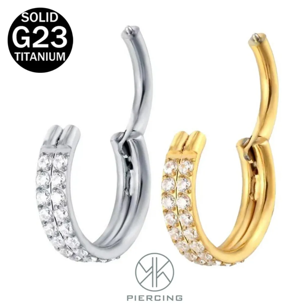 G23 Titanium Piercing Double row CZ Superior Quality Hight Segment Rings Small Septum Nose Rings Earrings Piercing Body Jewelry