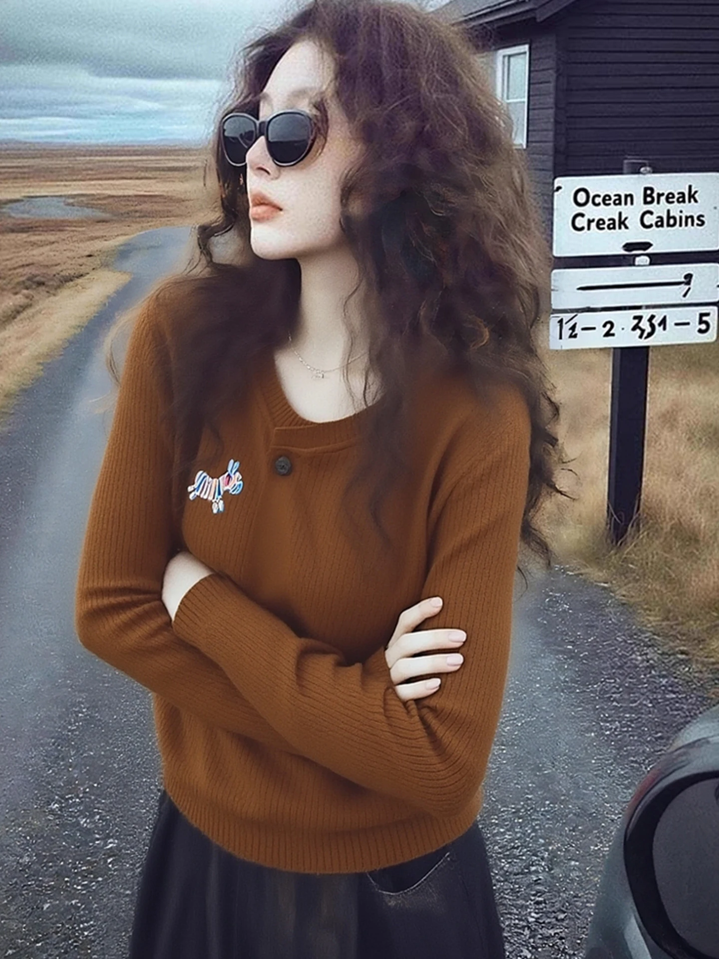 

Элитный европейский зимний вязаный свитер с круглым вырезом на пуговицах, свободный, с длинными рукавами, женский, комфортный, в корейском стиле, топ-кардиган