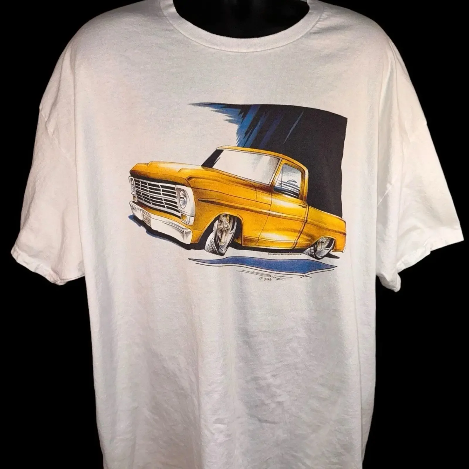 Brent Gill Design 1960 Lowered Pickup Truck White T Shirt Size 3XL vintage Washed streetwear Top For Everyday Wear fashion