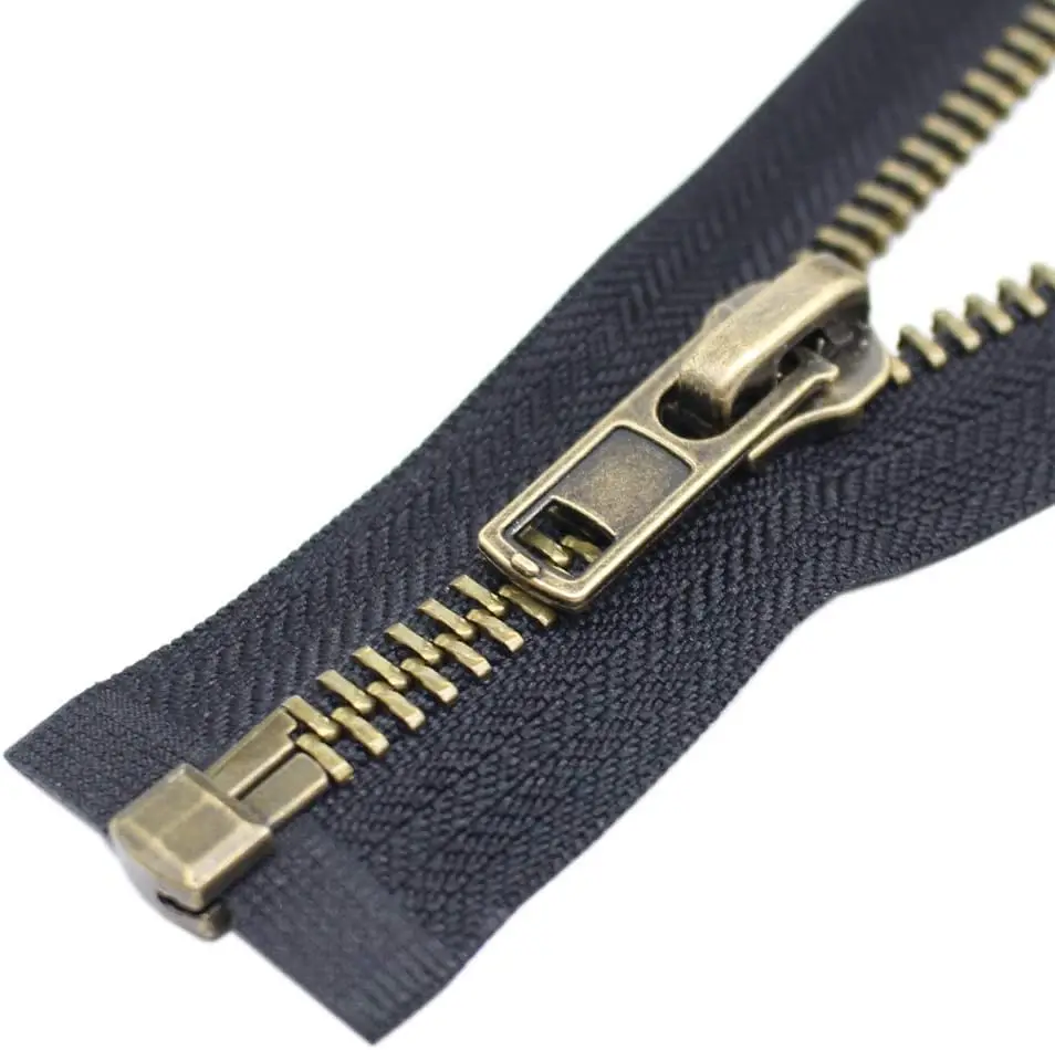 

Heavy Duty Metal Zipper for Jackets, 27 Inch Antique Brass Separating Zipper with Black Tape for Sewing Crafts