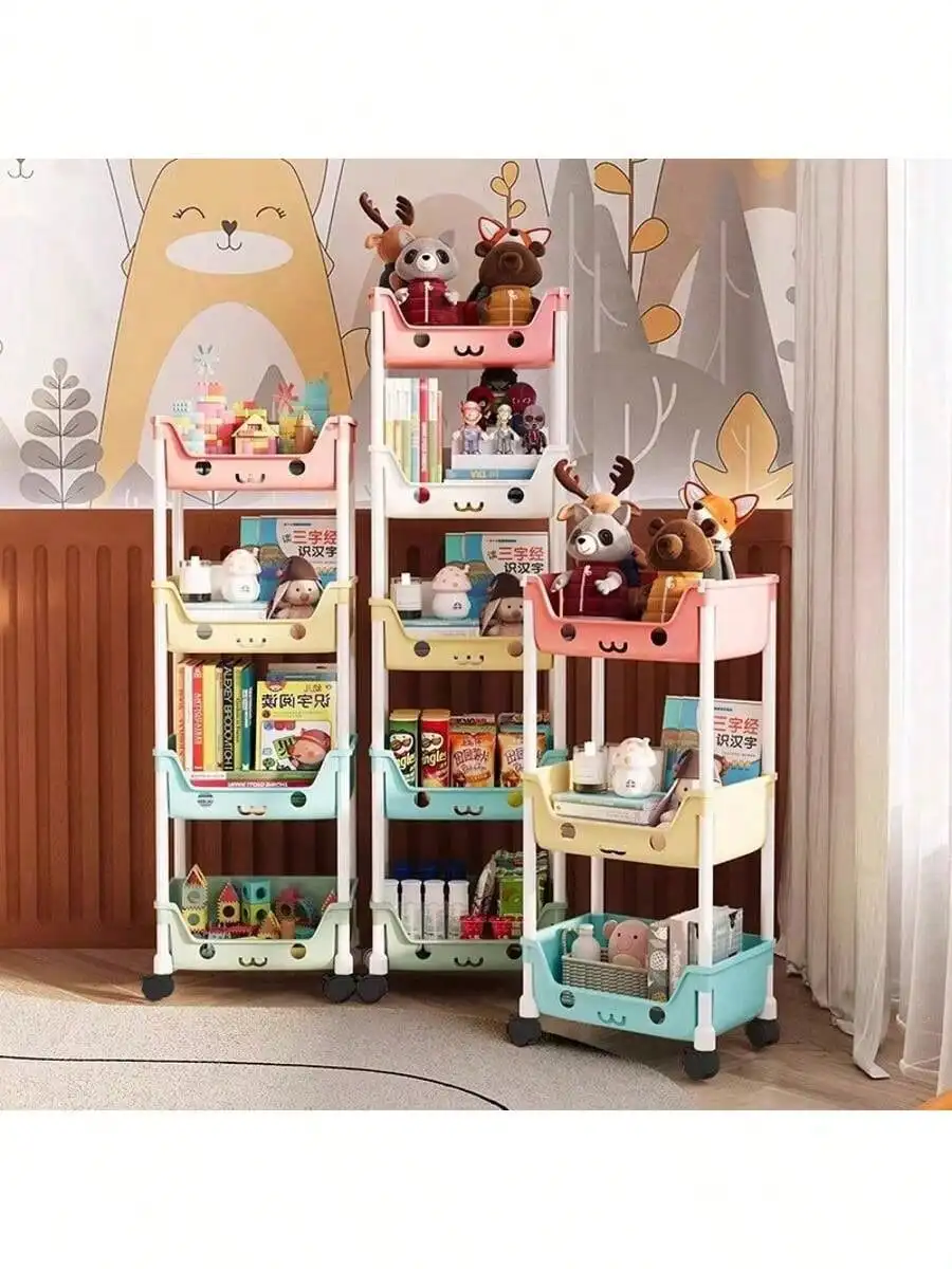 

3/5-слойная многофункциональная белая полка для хранения с колесиками, мобильная и портативная, для декора комнаты, подходит для ванных комнат, кухни.