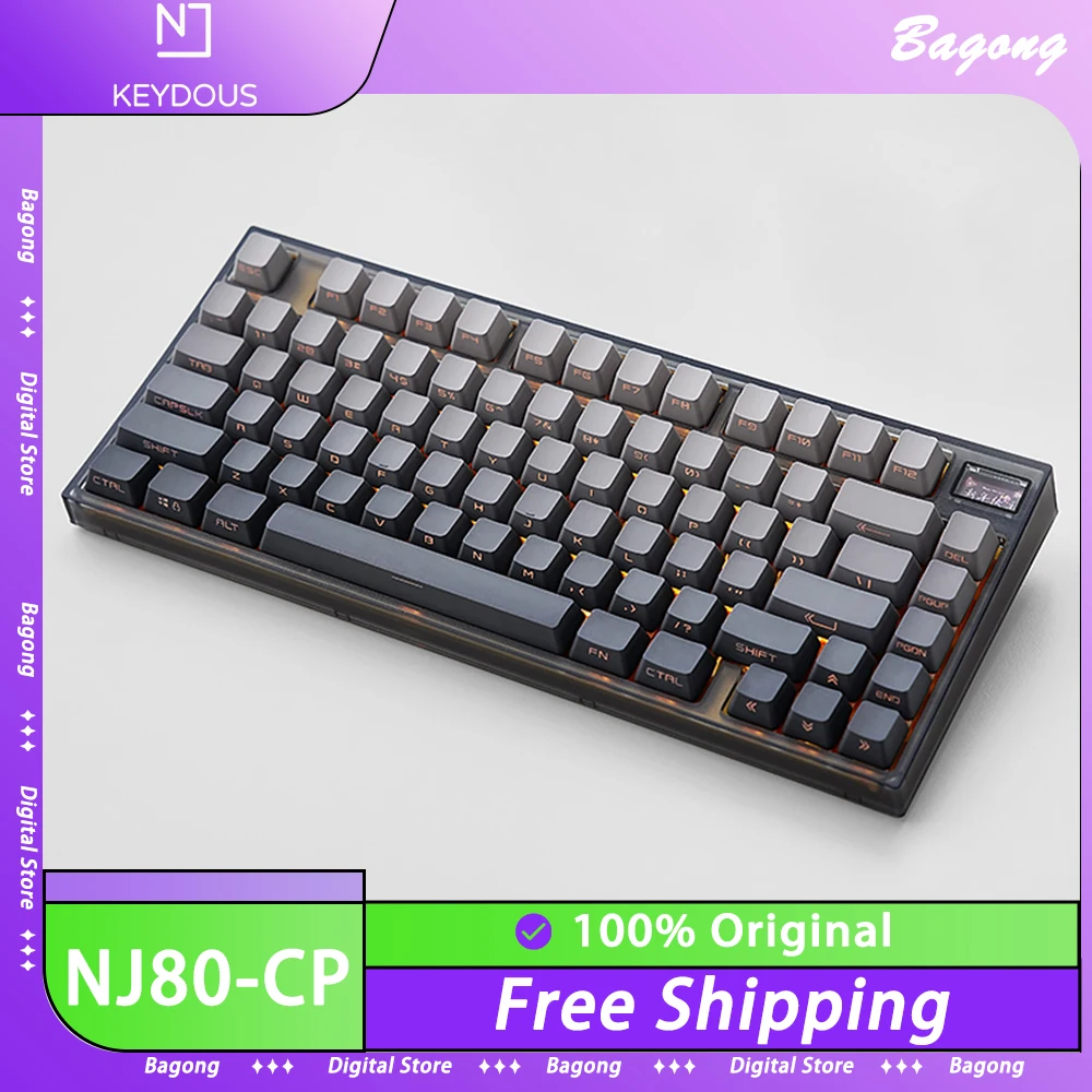 

Keydous NJ80-CP Mechanical Keyboard Multifunctional Knob RGB Three Mode Wireless Gaming Keyboard Hot Swap Pc Gamer Accessories