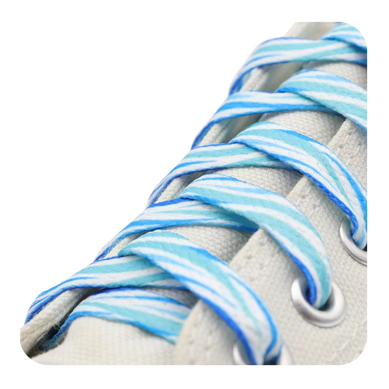 Weiou New Cute Printed Blue And White Wave  Shoelaces 0.8 Cm Flat Ladies Favourite Children Women's Shoe Laces Best Match Canvas