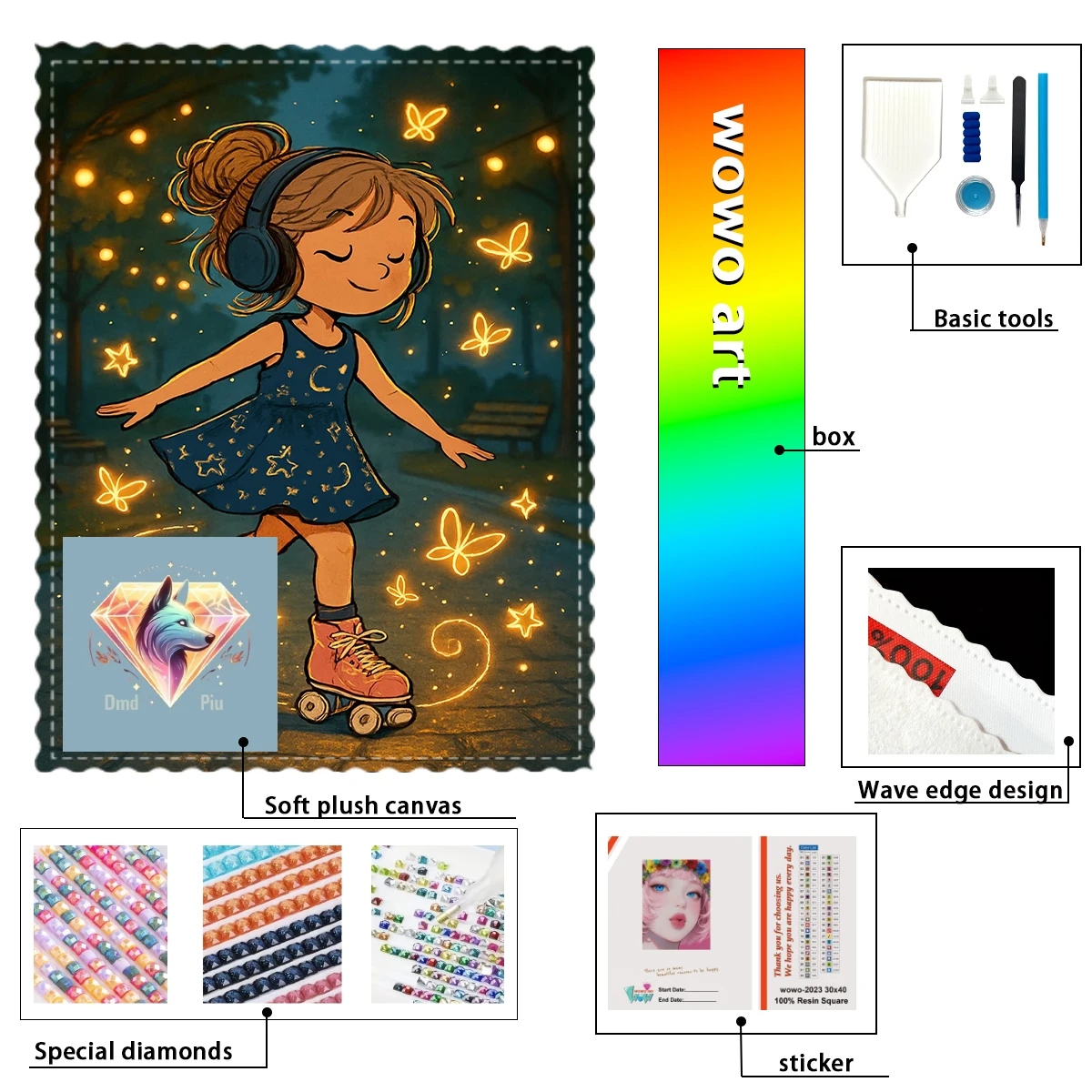 

【Piu Diamond Art】Música y patinaje 100% resin FD+ab+cr Diamond Stamping Kit Perfect Masterpiece worth Buying