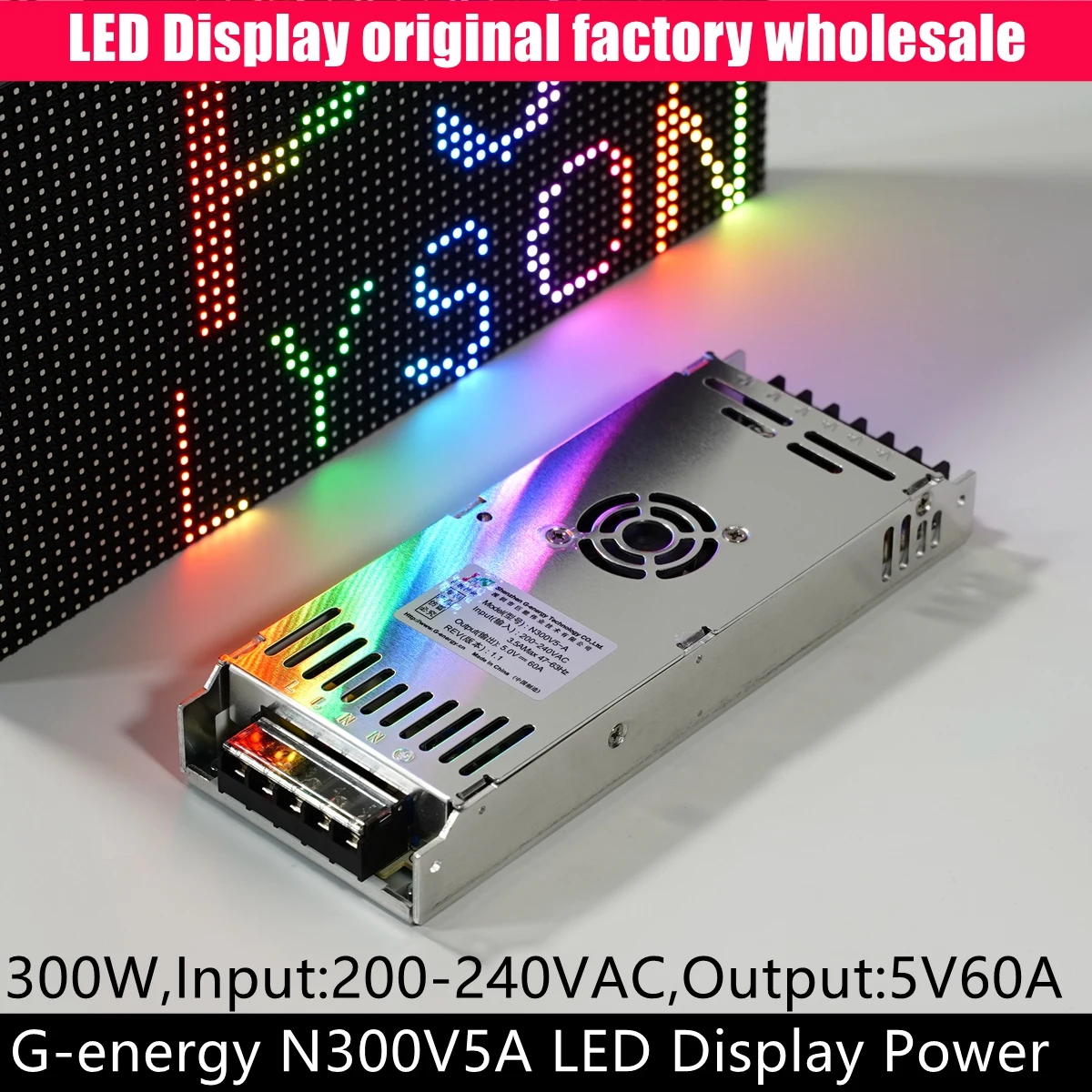 G-energy N300V5-A Slim 5V 60A 300W LED Display Power Supply with Cooling Fan Inside