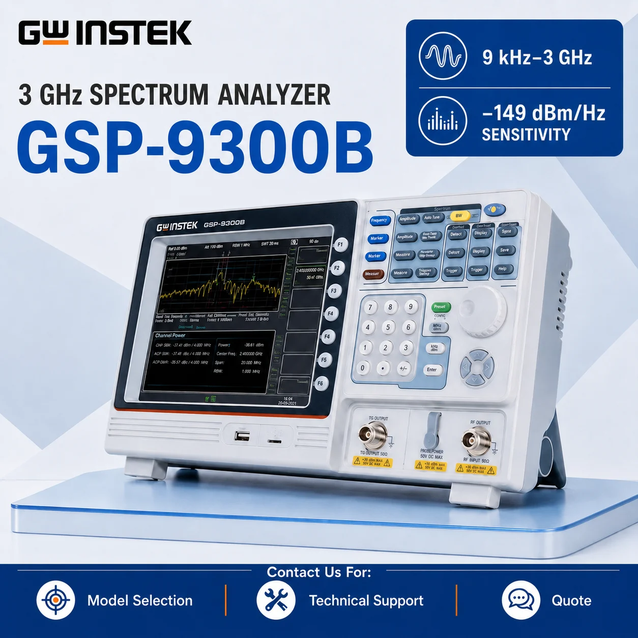 GW Instek GSP-9300B/GSP-730 3GHz & GSP-8180(TG) 1.8GHz RF Spectrum Analyzer, Signal Analysis, Tracking Generator Option