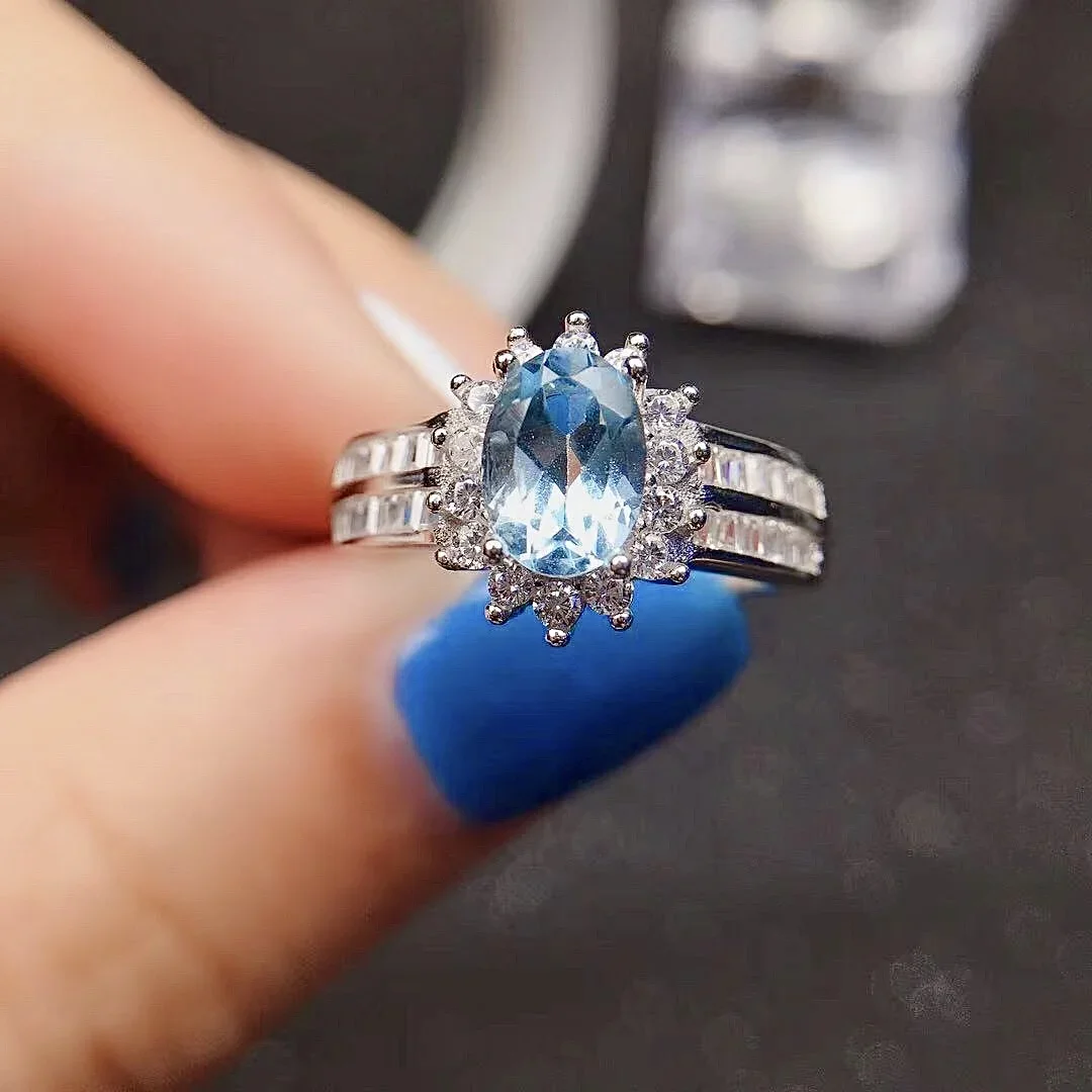 

100% настоящее кольцо с топазом для вечеринки, 5 мм * 7 мм, серебряное кольцо с топазом класса VVS, серебро 925 пробы, ювелирное изделие с топазом, подарок для женщин