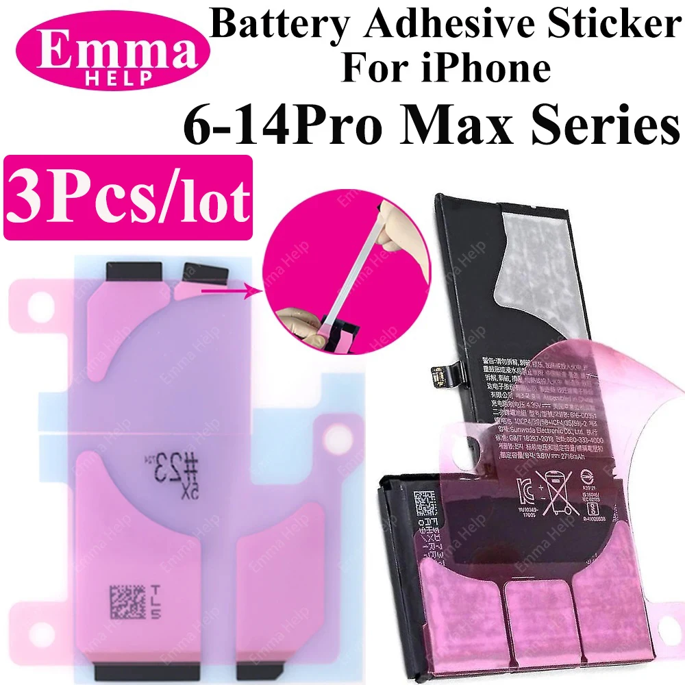 3pcs Battery Adhesive Sticker For iPhone 11 12 13 Promax 12mini 14 Pro 14Plus SE2020 X XS 6 6S 7 8 Plus Battery Glue Tape Strip