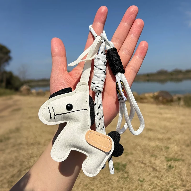 

1 Piece Leather Pony Keychain Braided Rope Backpack Pendant For Phone Bag Hanging Accessories DIY Decoration
