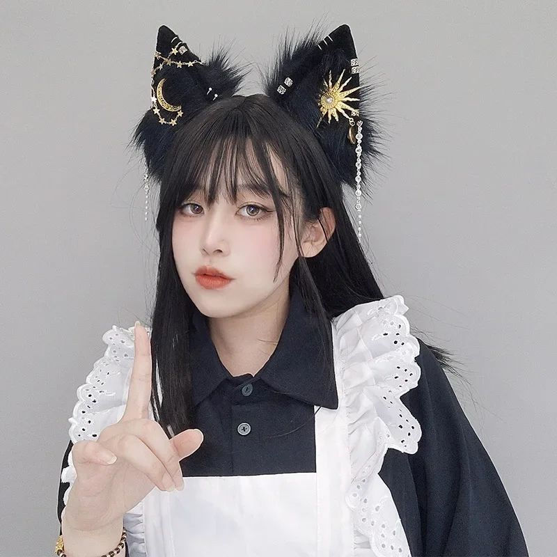 Anime Wolf Ears Headband Sexy Wolf Ear Headdress Hair Accessories JK Girl Halloween Party Cosplay Props Hair Hoop Headwear