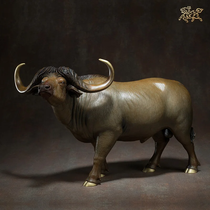 Large TOP Master art Collection foreign GIFT Home company Africa Syncerus caffer African Buffalo copper decorative Sculpture