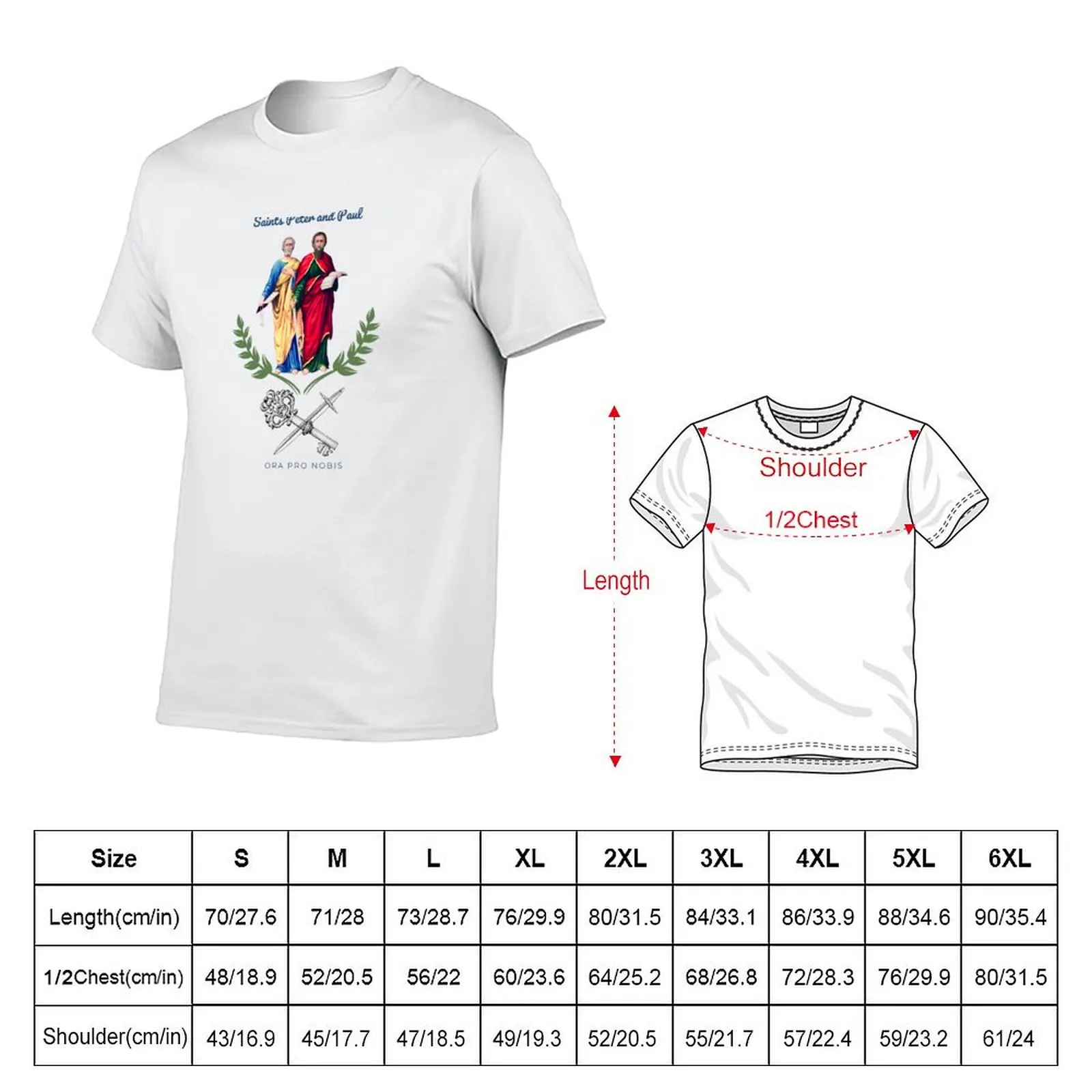 Saints peter and paul pray for us ora pro nobis T-Shirt Stylish Graphic Short Sleeve Top