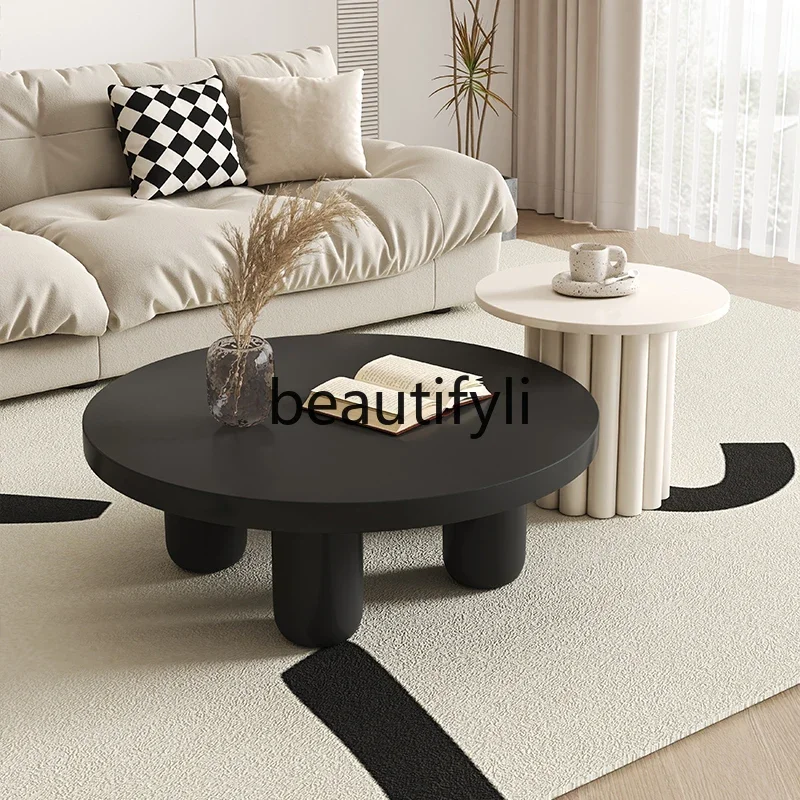 Italian light luxury coffee table modern simple tea table Roman column round coffee table combination