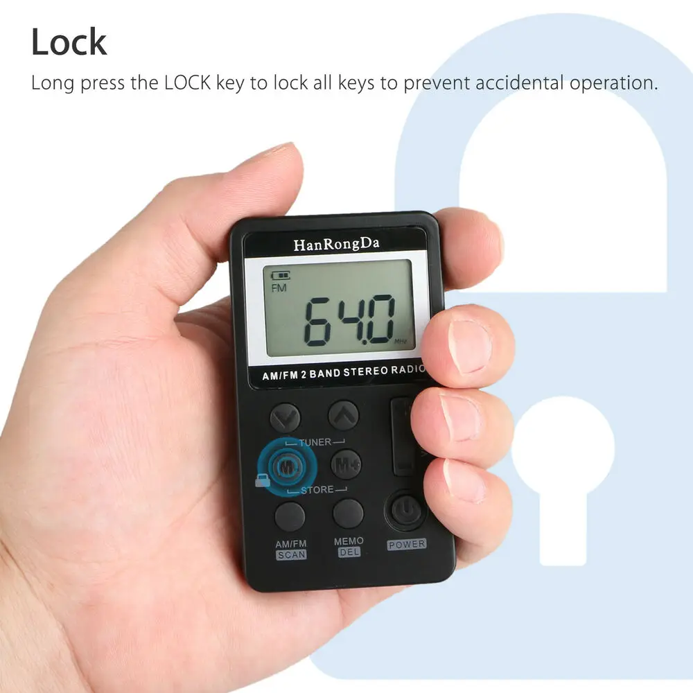Mini Radio de Poche AM FM Portable, Baladeur à Réglage Numérique, Écran LCD, Meilleure Réception, Rechargeable avec Écouteurs