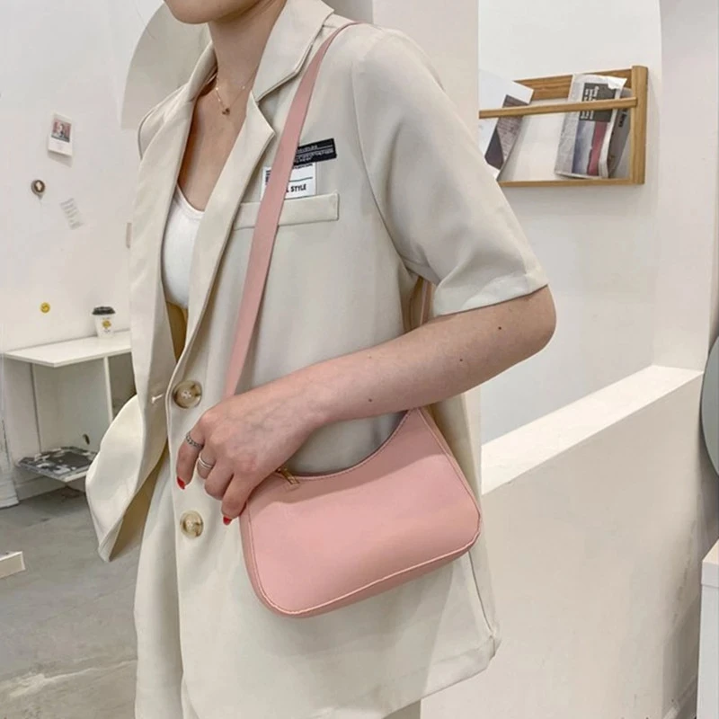 2023 New Women\'s Fashion Handbags Retro Solid Color PU Leather Shoulder Underarm Bag Casual Women Hobos Handbags Bolsa Feminina