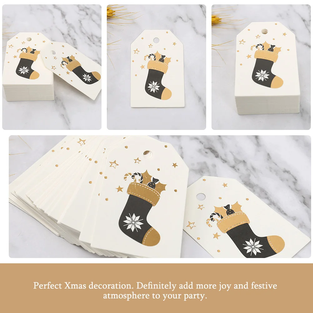 

100Pcs Christmas Socks Creative Paper Tags Hanging Tags for Festival Gifts Party Decoration Crafts Xmas Festival Hanging Decors