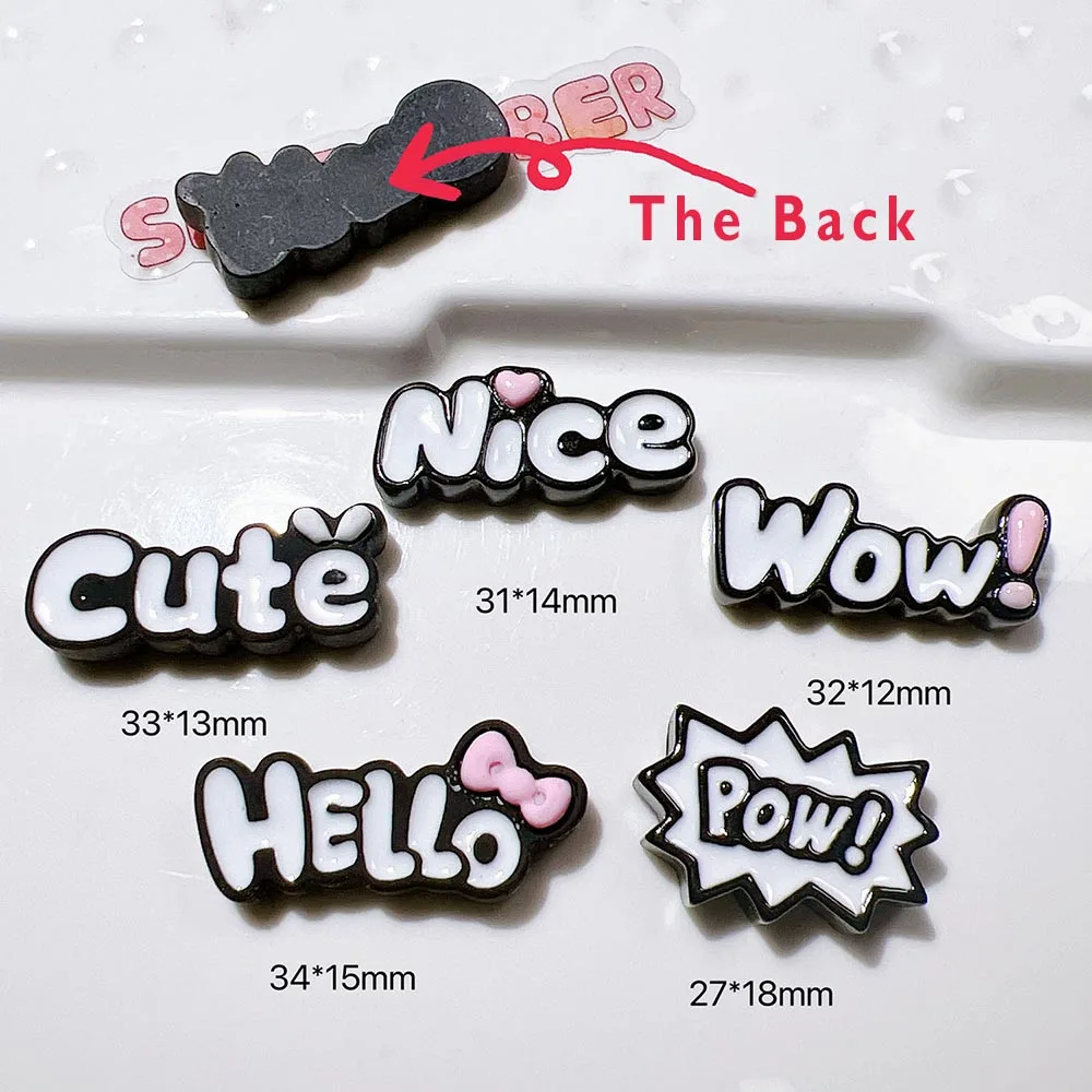 AuraVita 10PCS 2025 New Design Amazing Letter Charms Flatback Accessories DIY Craft Hair Clip Phone Case Scrapbooking Making