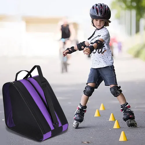 Imagen 2 del producto Bolsa portátil para patines, bolsa para patinaje sobre hielo, gran capacidad, transpirable, bolsa para patines en línea, bolsa de almacenamiento para patines, bolsa para zapatos de patinaje