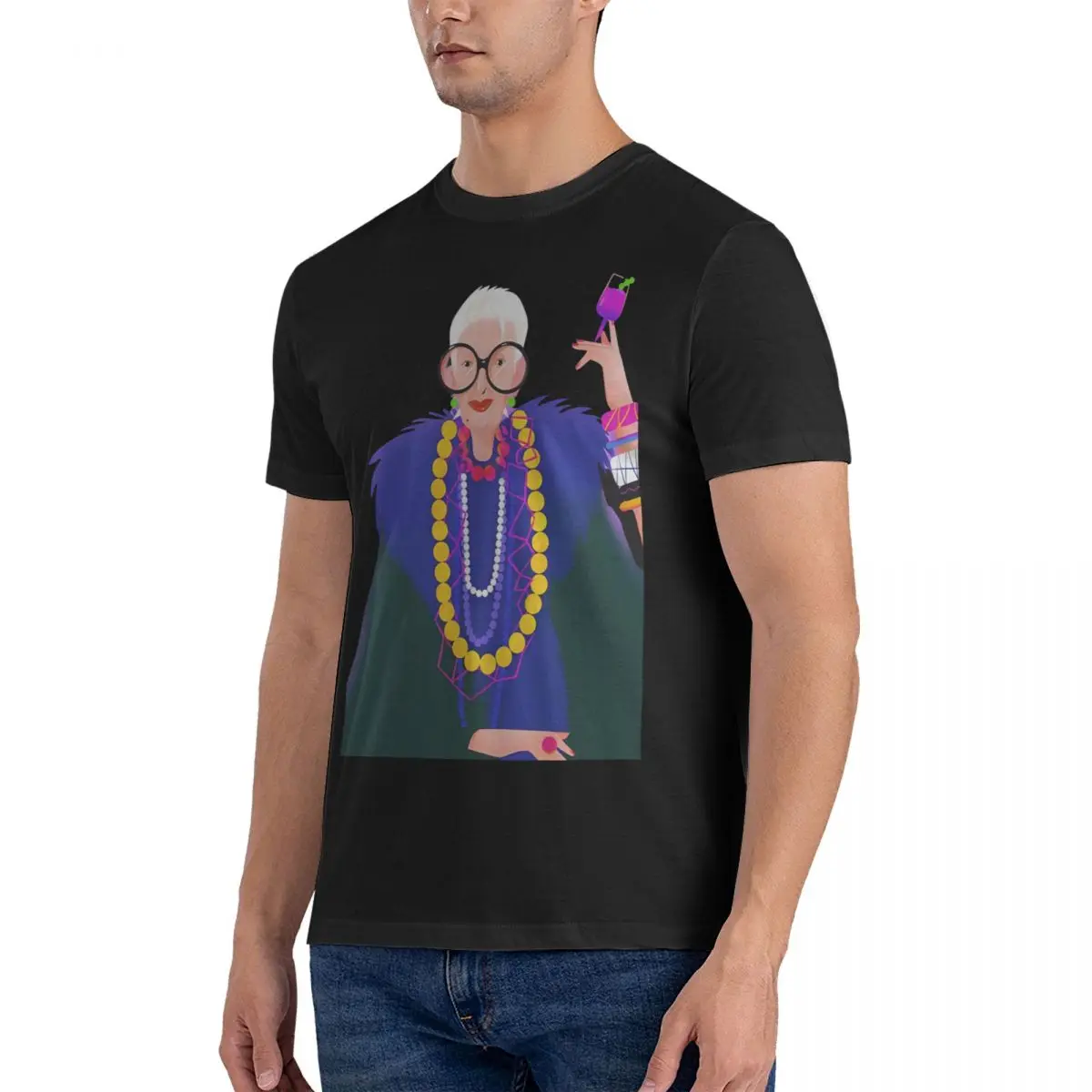 T-Shirt Stickers Fashion Stickers Icon Stickers Humorous 100% Cotton Tee Shirt Short Sleeve Iris Apfel T Shirt O Neck Tops 6XL