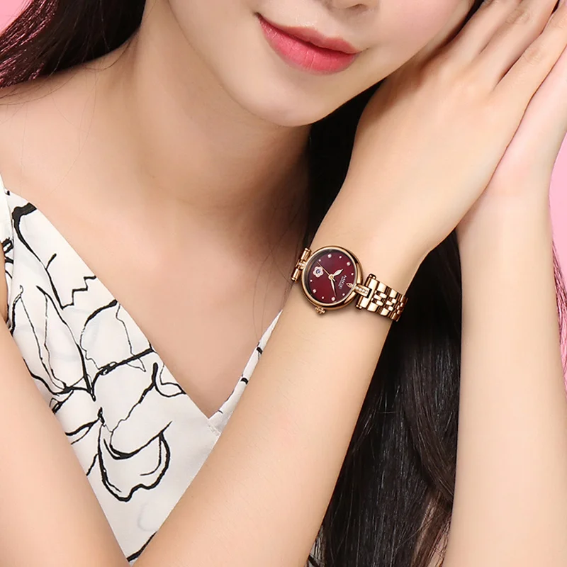 MIGE oryginalny zegarek kwarcowy Miyota damski wodoodporny damski zegarek na rękę moda diamentowy świecący wodoodporny zegarek dla kobiet prezent