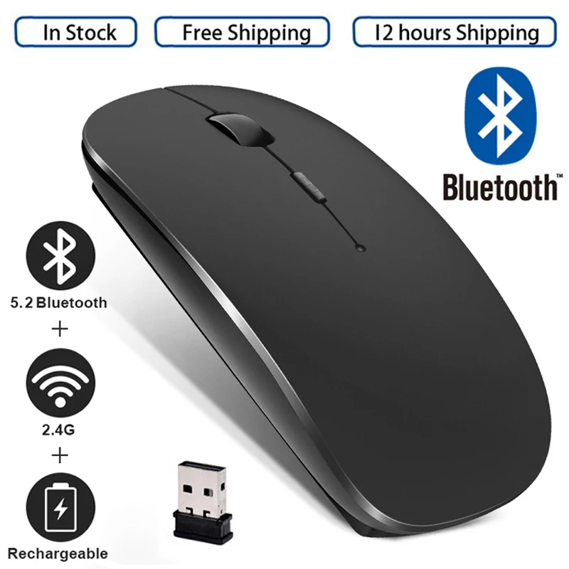 Mouse Wireless ricaricabile Mouse Bluetooth Computer ergonomico Mini Usb Mause 2.4Ghz Mouse ottico Macbook silenzioso per Pc portatile