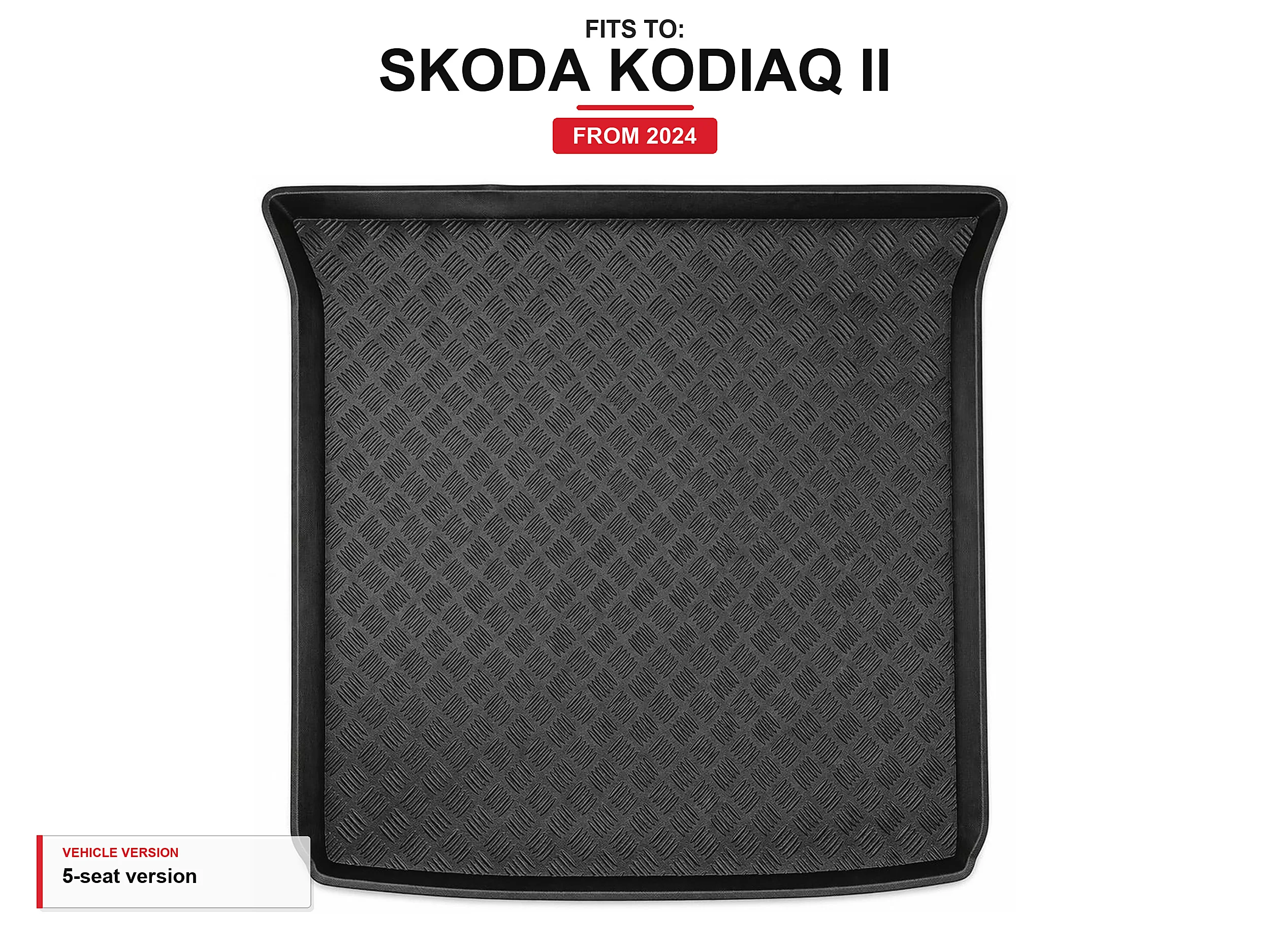 Kofferbakmat met randafwerking voor: Skoda Kodiaq II 2024- 5-zits versie
