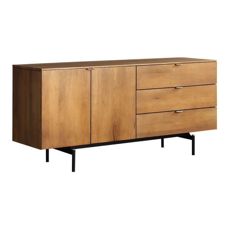 

French American side cabinet foyer entrance log color French Nordic retro old storage cabinet All solid wood side cabinet