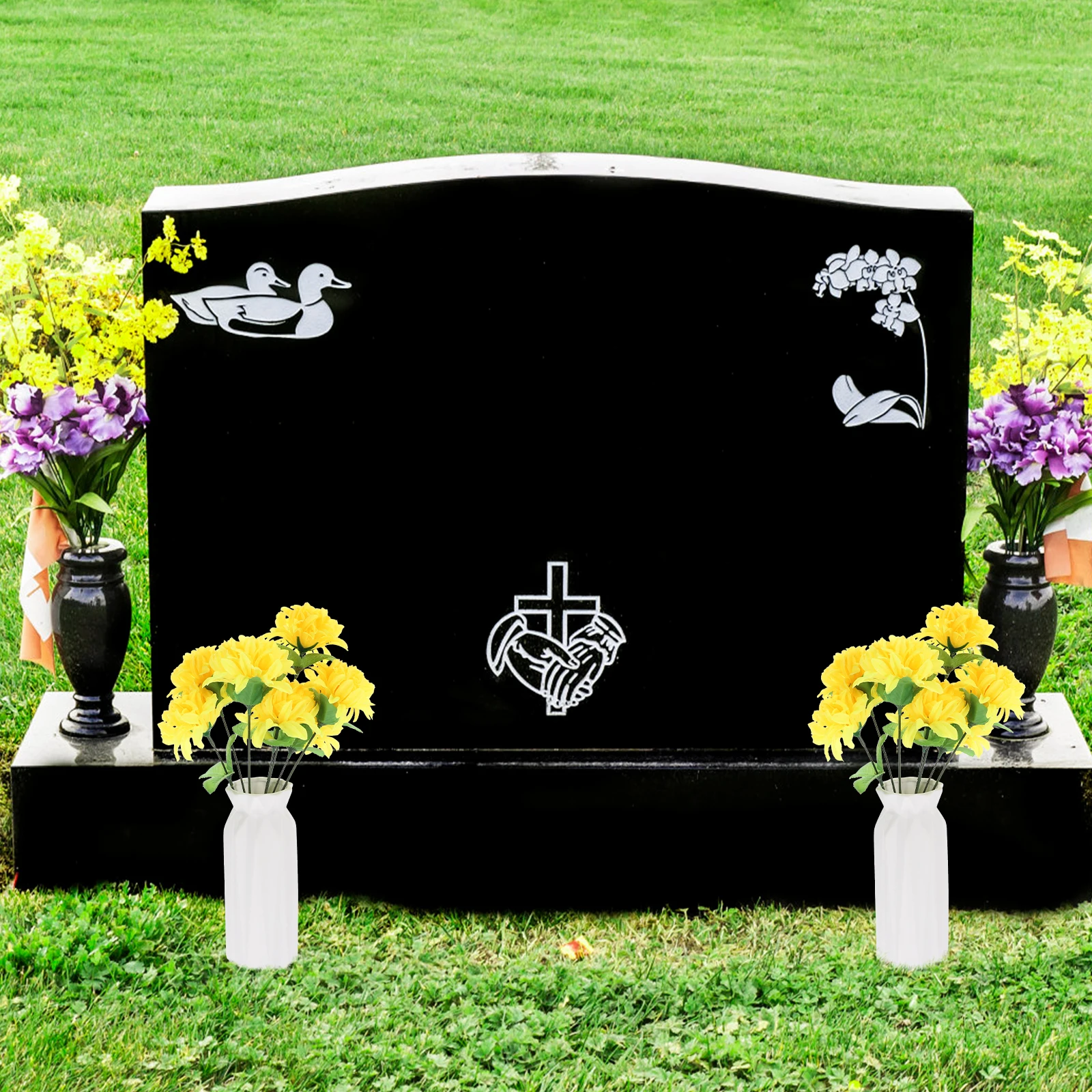 

Artificial Chrysanthemum Bouquet Silk Grave Decoration Cemetery Outdoor Flower Longevity Tribute