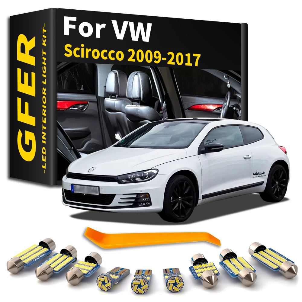 10Pcs LED Interior Light Trunk Courtesy Bulb Kit Canbus For VW Volkswagen Scirocco R 2009 2010 2011 - 2013 2014 2015 2016 2017