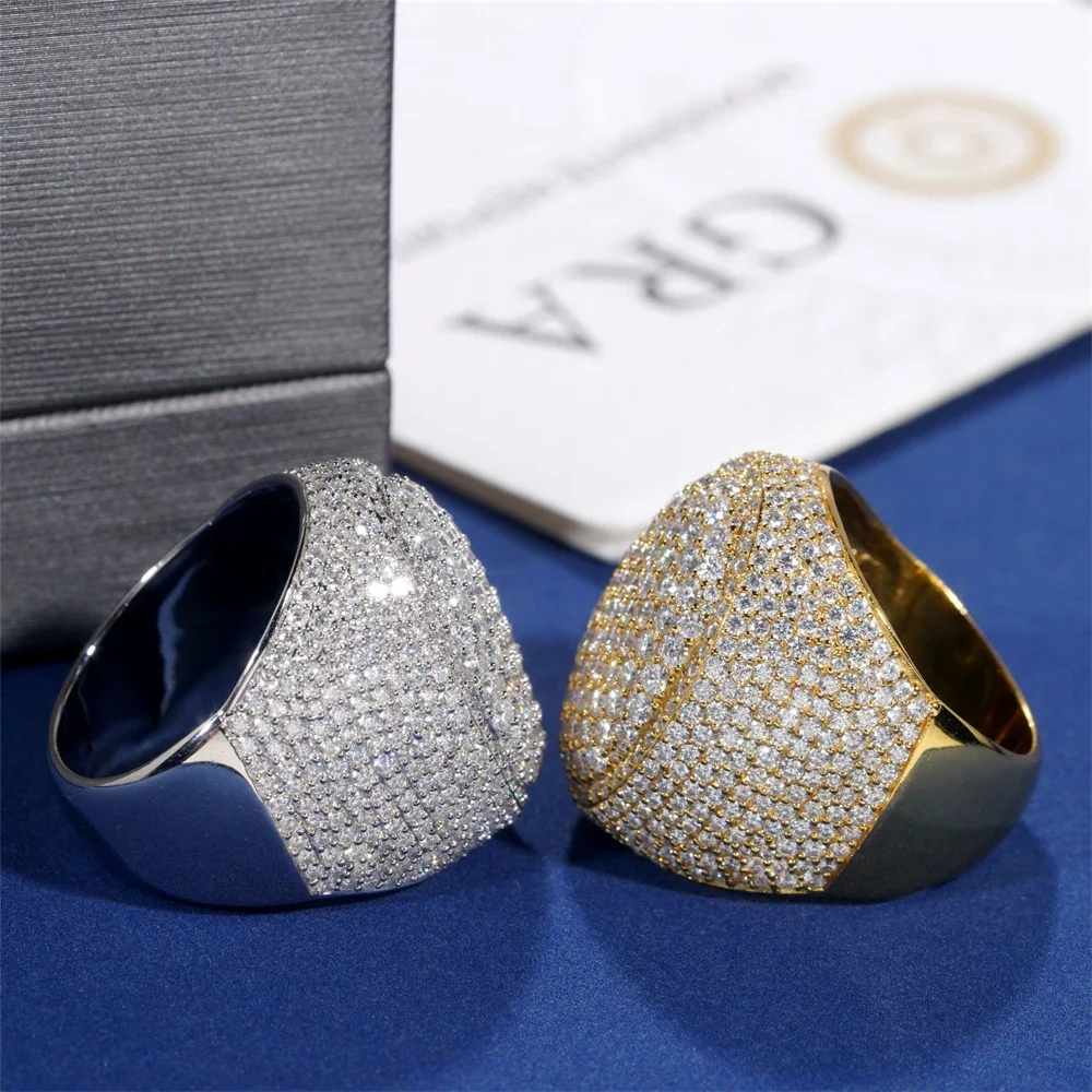Blingminer Egg Round VVS Moissanite Rings For Men Women S925 Silver Finger Jewelry Pass Diamonds Tester GRA Free Shipping